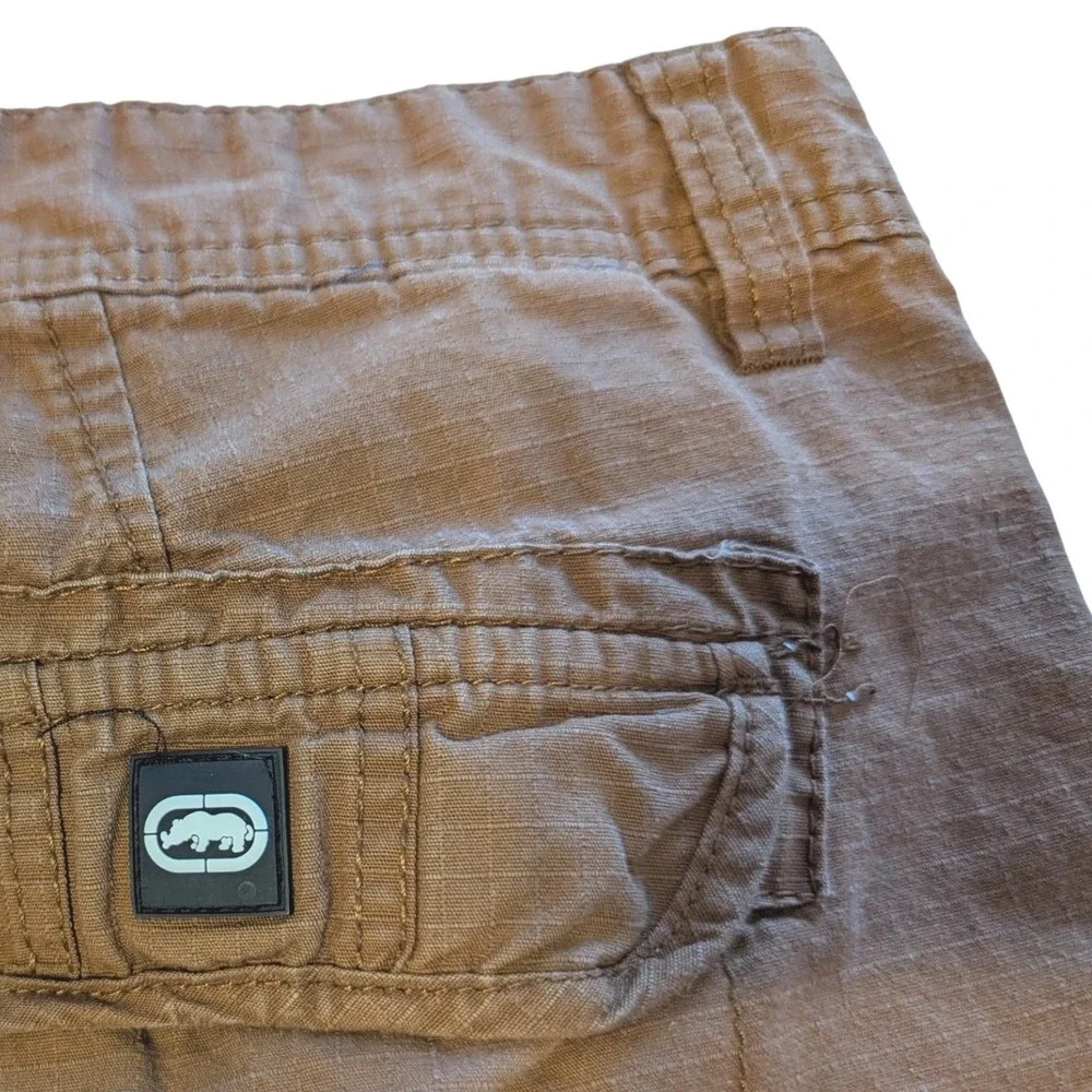 Ecko Unltd Mens Brown‎ Ripstop Cargo Shorts Size 32 Streetwear Utility Y2K Rhino